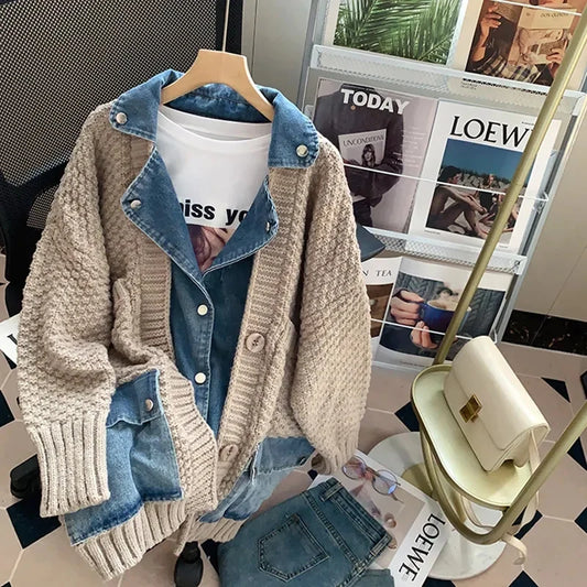 NOSTALGIA PATCHWORK DENIM CARDIGAN